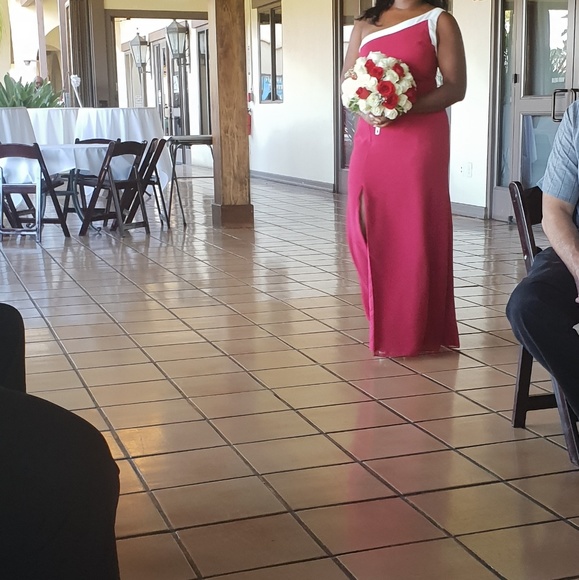 Asymmetrical Matte Chiffon Dress SZ 10 - Picture 2 of 6